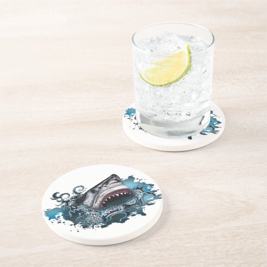 Dessous De Verre En Grès Attaque de requins (Côté)