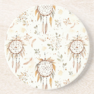 Dessous De Verre En Grès Attrape-rêves plumes Boho crème