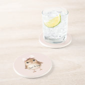 Dessous De Verre En Grès Aussi doux qu'un oiseau au ruban rose (Côté)