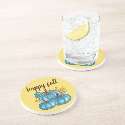 Dessous De Verre En Grès Automne Bleu Citrouille (Côté)