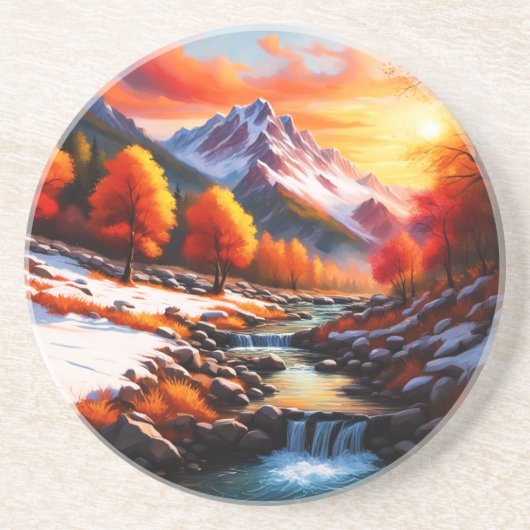 Dessous De Verre En Grès Automne en hiver (Devant)