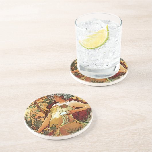 Dessous De Verre En Grès Automne, Mucha (Côté)