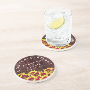 Dessous De Verre En Grès Autumn Sunflowers on Wooden Fence Wedding