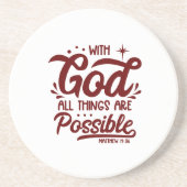 Dessous De Verre En Grès Avec Dieu Toutes Les Choses Sont Possibles Mathew  (Devant)