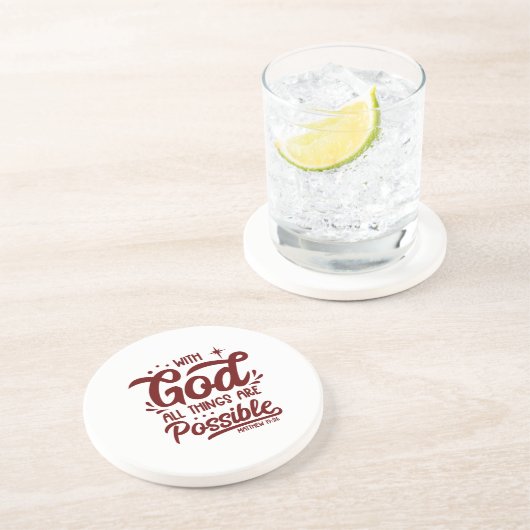Dessous De Verre En Grès Avec Dieu Toutes Les Choses Sont Possibles Mathew  (Côté)