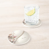 Dessous de verre en grès avec embellissements flor (Côté)