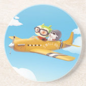 Dessous De Verre En Grès Aventure en vol avec chien (Devant)