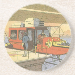 Dessous De Verre En Grès Avion de science-fiction vintage Hélicoptère Limo