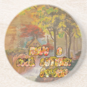 Dessous De Verre En Grès Avoir un Cool Saison d'automne Art Vintage Imprime