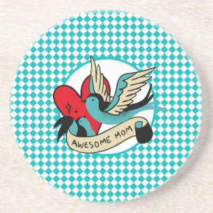 Dessous De Verre En Grès Awesome Maman Tattoo et Arlequin