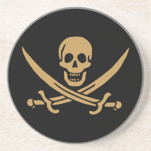 Dessous De Verre En Grès Aztec Gold Crâne et cutlass Pirate Calico Jack