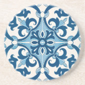 Dessous De Verre En Grès Azulejo Fleur de Lis Style Pattern (Devant)