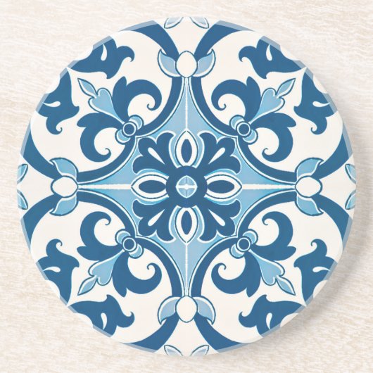 Dessous De Verre En Grès Azulejo Fleur de Lis Style Pattern (Devant)