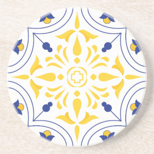 Dessous De Verre En Grès Azure Bloom Cross ton jaune