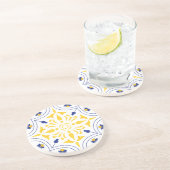 Dessous De Verre En Grès Azure Bloom Cross ton jaune (Côté)