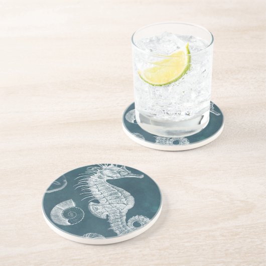 Dessous De Verre En Grès Azure Seahorse Study I (Côté)