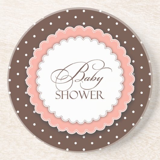 Dessous De Verre En Grès Baby shower rose Brown (Devant)