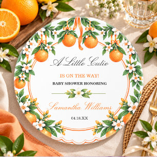 Dessous De Verre En Grès Baby shower Watercolor Orange Citrus Little Cutie