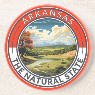 Dessous De Verre En Grès Badge d'art de voyage de l'Arkansas