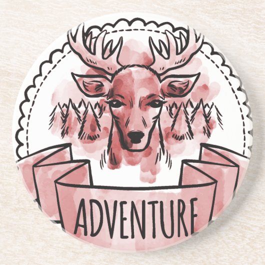 Dessous De Verre En Grès Badge d'aventure de cerf (Devant)