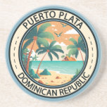 Dessous De Verre En Grès Badge de cabane de Puerto Plata République Dominic<br><div class="desc">Le design vectoriel de Puerto Plata. San Felipe de Puerto Plata est la capitale de la province de Puerto Plata sur la côte nord atlantique de la République dominicaine. La ville est surtout connue pour ses plages.</div>