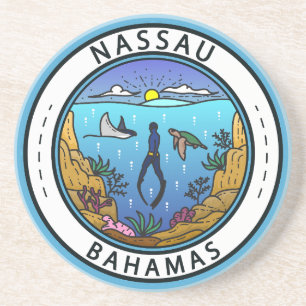 Dessous De Verre En Grès Badge de plongée Nassau Bahamas