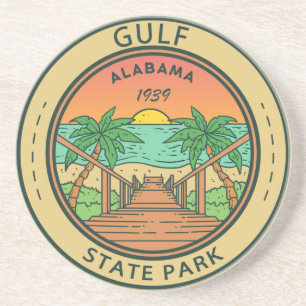 Dessous De Verre En Grès Badge du cercle du parc d'État de Gulf State Alaba