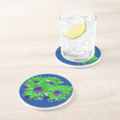 Dessous De Verre En Grès Baies Vertes Et Bleues, (Côté)