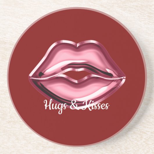 Dessous De Verre En Grès Baiser des lèvres rouges (Devant)