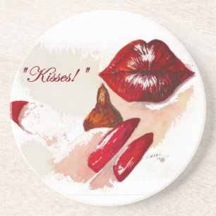 Dessous De Verre En Grès "Baisers !"Dessous-de-verres