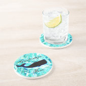 Dessous De Verre En Grès baleine noire bleu (Côté)
