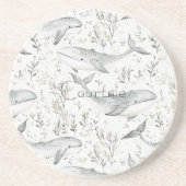 Dessous De Verre En Grès Baleines gris océanique (Devant)