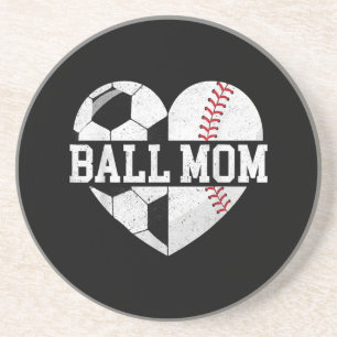 Dessous De Verre En Grès Ball Maman Chemise Coeur Funny Baseball Soccer Mam