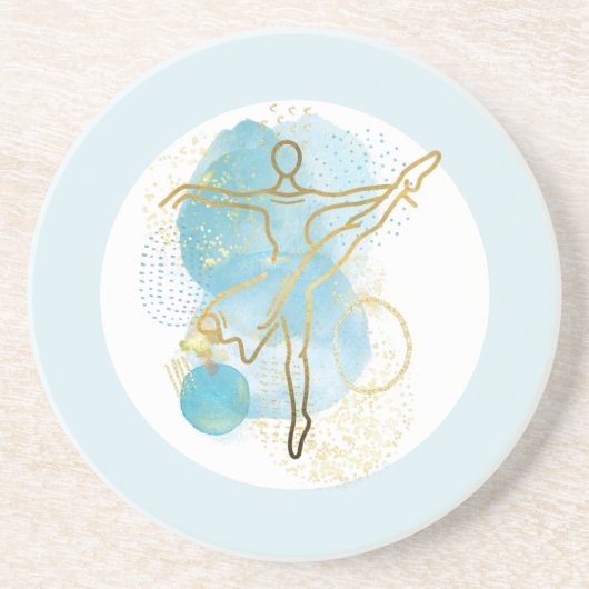 Dessous De Verre En Grès Ballerine dorée aquarelle abstraite (Devant)