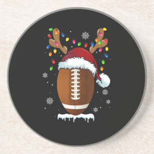 Dessous De Verre En Grès Ballon de Football de Noël Santa Lumières Drôle Ga