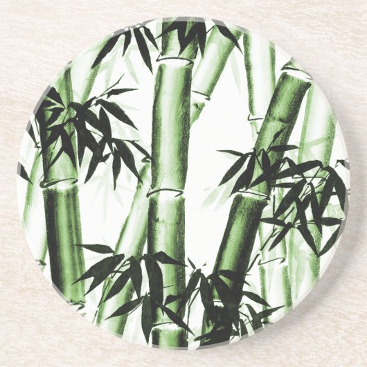 Dessous De Verre En Grès Bambou Chinese Art - un - vert (Devant)