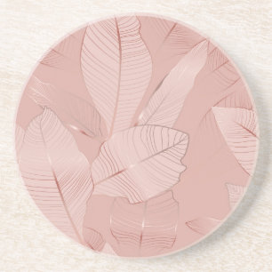 Dessous De Verre En Grès Banane, feuilles de palmiers : cuivre brillant.