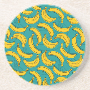 Dessous De Verre En Grès Banane jaune : Noir Vintage
