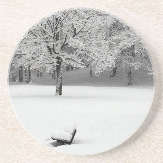 Dessous De Verre En Grès Banc de neige et arbres (Devant)