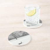 Dessous De Verre En Grès Banc de neige et arbres (Côté)