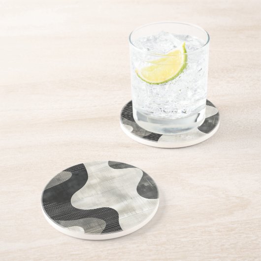 Dessous De Verre En Grès Bande Abstraite de trait d'ombre (Côté)