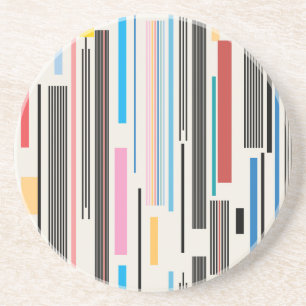 Dessous De Verre En Grès Bandes colorées : Mélange Motif graphique