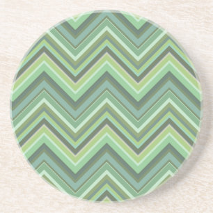 Dessous De Verre En Grès Bandes de zigzag vert olive