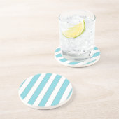 Dessous De Verre En Grès bandes diagonales bleu clair (Côté)