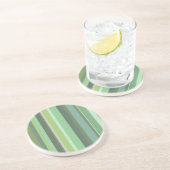 Dessous De Verre En Grès Bandes horizontales vert olive (Côté)