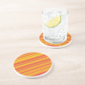 Dessous De Verre En Grès Bandes Orange Rouge Jaune (Côté)