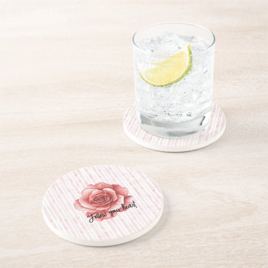 Dessous De Verre En Grès Bandes roses rouges (Côté)