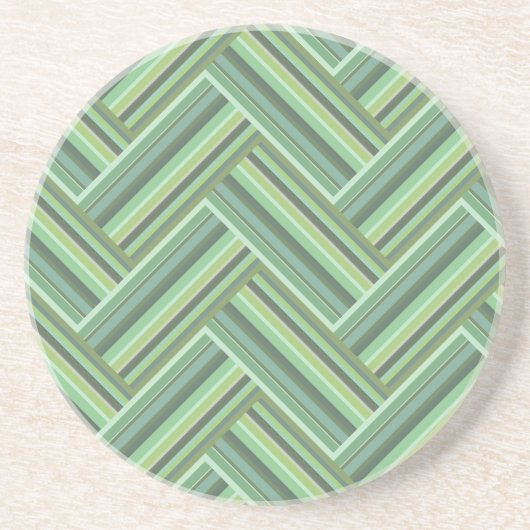 Dessous De Verre En Grès Bandes vert olive double tissage (Devant)