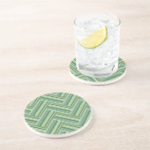 Dessous De Verre En Grès Bandes vert olive double tissage (Côté)