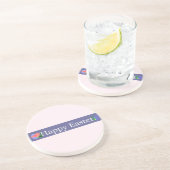 Dessous De Verre En Grès Bannière violette de Pâques heureuse (Côté)